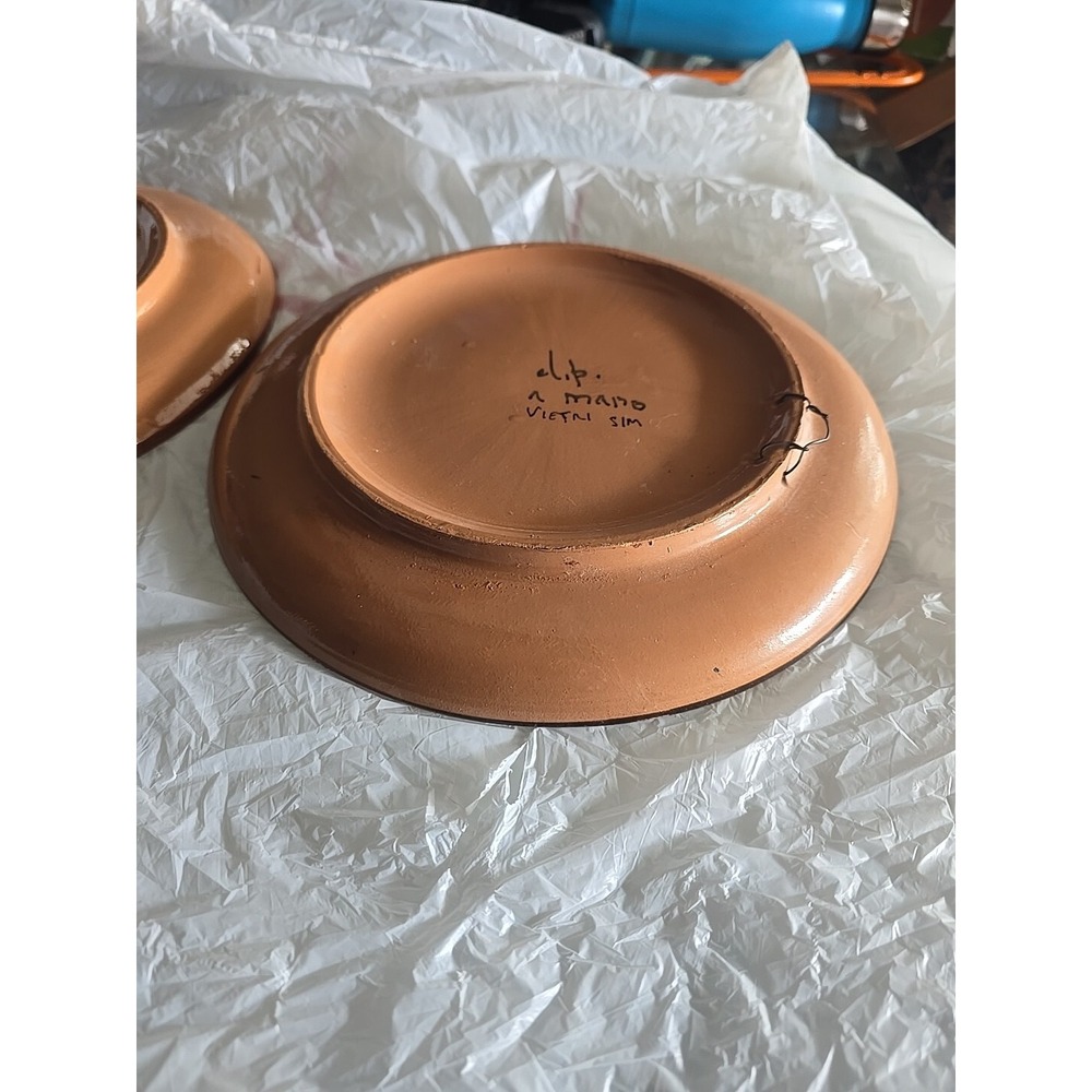 VINTAGE VIETRI ITALIAN WALL ART POTTERY 2 DISHES HAND PAINTED - Picture 5 of 7